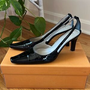 Unisa Ammie Genuine Patent Leather Sling Back Shoes - Black